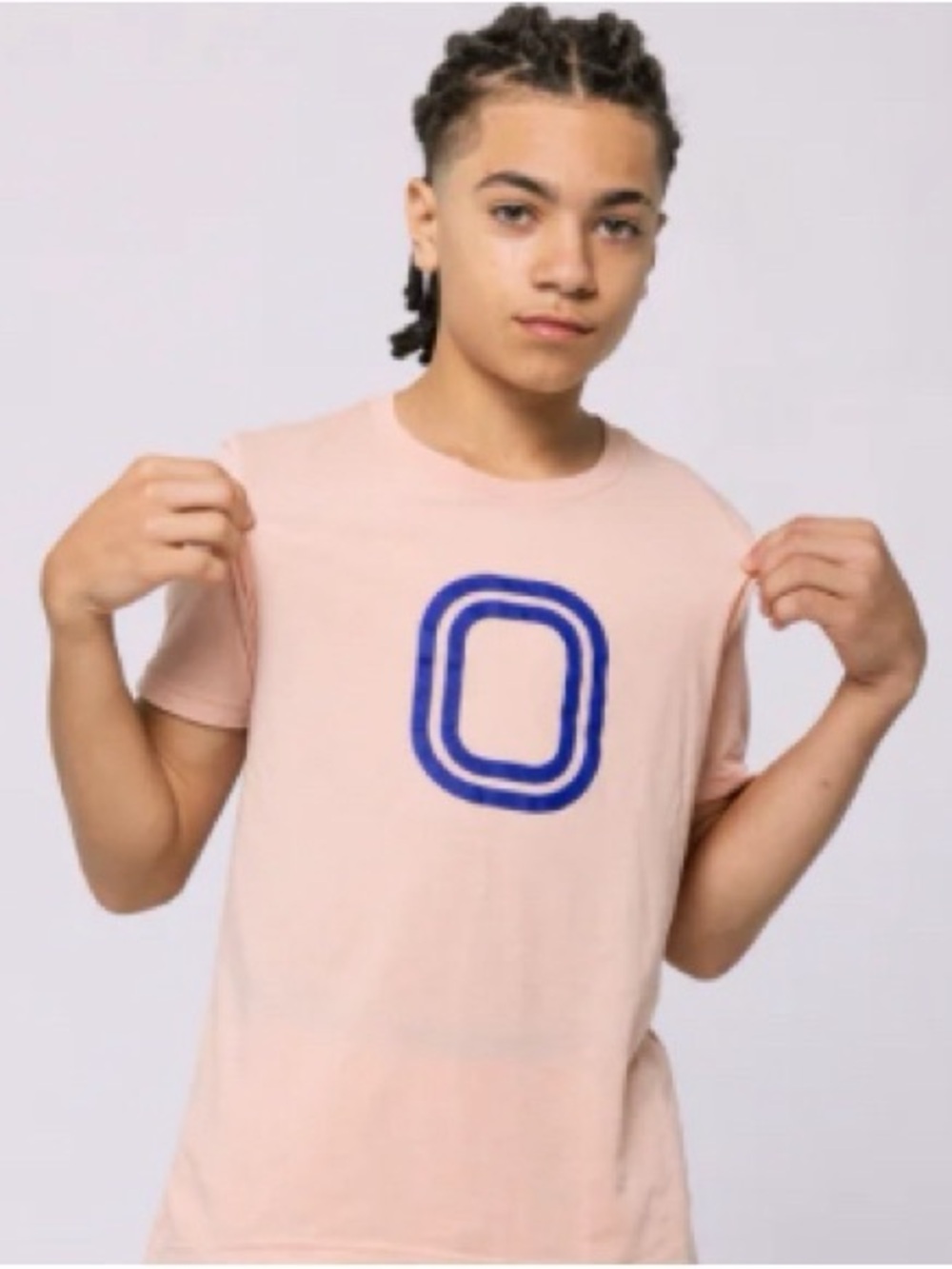Overtime Peach Short Sleeve Crew Neck T-Shirt with Navy Graphic